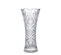 19.3cm Small Clear Glass Flower Vase Sunflower Design Living Room Decor | Thickened crystal glass vase with sunflower pattern. Ideal for living room, table, or gift.