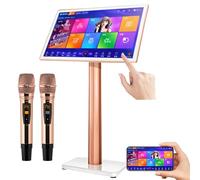19.5″ Capacitive Touchscreen Karaoke Machine, Ktv Song Selection Machine, With Wireless Microphone, Supports Wifi/Usb Flash Drive/27 Languages/Automatic Song Updates, For Home, Bar White-500G