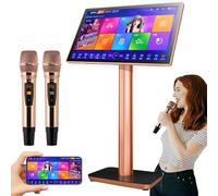 19.5″ Professional Karaoke System, Capacitive Touchscreen Karaoke Machine, With Wireless Microphone, App Control + Power Amplifier Function, Supports 27 Languages, For Home, Bar, Ktv Black-500G