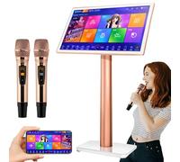 19.5″ Professional Karaoke System, Capacitive Touchscreen Karaoke Machine, With Wireless Microphone, App Control + Power Amplifier Function, Supports 27 Languages, For Home, Bar, Ktv White-500G