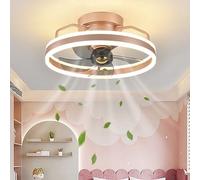 19.6" Modern Low Profile Ceiling Fan with Light and Remote Control Dimmable 3000 6000K LED Chandelier Fan for Living Room and Bedroom Silent DC Motor Reversible Blades 6 Speeds Rose Gold