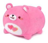 19.68 Inch Pink Plush Bear With Heart Pattern - Stuffed Animal Toy for Sofa and Bed - Hugging Back Cushion Bedroom Decor