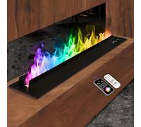 19.69-78.74in Water Vapor Fireplace,Recessed Electric Fireplace,128 Adjustable Flame Colors and 5 Brightness Levels,304 Stainless Steel,Touch/Remote/App Control Timer 100cm/39.37in