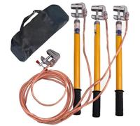 19.7/39.4" Anti-Electrocution 10KV High-Voltage Grounding Wire Fiberglass Rod/Pole, 25 Square Transparent Soft Copper Wire for Substation(Yellow,1.0m/39.4in)