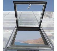 19.7" Black Flat Roof Skylight Hatch Waterproof Emerncy Exit Cover 80° Opening for Commercial Use Ideal for Optimal Natural Light & Safe Soluts