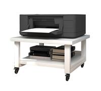 19.7'' Under-Desk Printer Stand - 2-Tier Rolling Cart with Lockable Wheels, Space-Saving Copier Holder & Versatile Storage Shelf for Home Office Organization (Black & Brown)