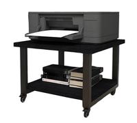 19.7" Under-Desk Printer Stand - 2-Tier Rolling Cart with Lockable Wheels, Space-Saving Home Office Organizer, Versatile Storage Shelf for Printers & Copiers (Black & Brown)