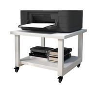 19.7'' Under-Desk Printer Stand - 2-Tier Rolling Cart with Lockable Wheels, Space-Saving Printer & Copier Holder for Home Office Organization, Versatile Storage Shelf (Black & Brown)