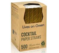19.7 x 0.6 cm Disposable Golden Paper Drinking Straws, 500 Pieces for Cocktails, Weddings, Parties, Standard Size