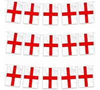 19.7ft/6m Fabric St Georges England English Bunting Polyester Banner 20 Flags For Street Party Euro Cup Football Rugby Cricket World Cup Decoration
