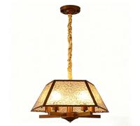 19.7in Medieval Vintage Retro Chandelier 5-Head Iron Pendant Light Acrylic Panel Antique Bronze Multi-Head Hanging Lamp Lighting for Dining Bedroom Bedside Study Bar E26/E27 Base