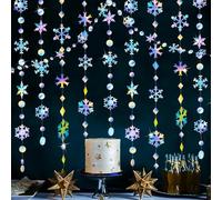 19.8M/65Ft Iridescent Snowflakes Garland Winter Wonderland Party Snowflake Decorations, Shimmer Holographic Paper Snowflakes Streamers for Christmas Frozen Themed Birthday Wedding Decor