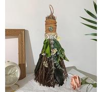 19 cm Cinnamon Broom, Mini Theme Party Decorative Broom with Dried Flowers, Witch Broom, Altar Broom, Wicca Natural Magic Crystal Witch Accessories for Magic Ceremonies, Handmade Home Decoration