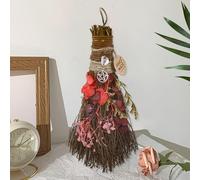 19 cm Decorative Broom, Altar Decorative Broom with Red Dried Flowers, Children's Witch Broom Magic Crystal Craft Brushwood Broom for Altar Wall Gallery or Witchy Interior Style Handmade Home