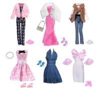 19 Doll Clothes Compatible with Barbie Doll Include Fishtail Dress Set Plush Vest Set Plush Jacket Set Polka Dots Dress Bow Dress Denim Dress 2 Accessories 7 Shoes for 11.5 Inch Dolls Girls Gift