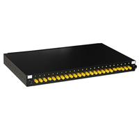 19" FIBER OPTIC PANEL WITH 24 ST SIMPLEX OM4 ADAPTORS DEPTH 250 MM WITH PIGTAIL INSTALLED COLOR BLACK