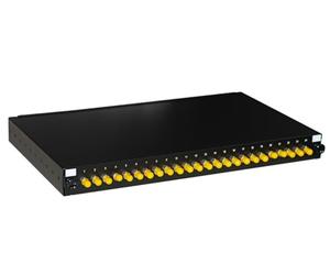 19" FIBER OPTIC PANEL WITH 24 ST SIMPLEX OM4 ADAPTORS DEPTH 250 MM WITH PIGTAIL INSTALLED COLOR BLACK