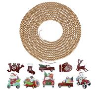 19 ft Christmas Wooden Beaded Garlands Bright Gold Round Wood Bead Garland with 10pcs Hanging Wooden Arts Crafts, Boho Bead Garland Decor for Christmas Halloween Supplies