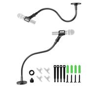 19" Gooseneck Mic Stand - Heavy-Duty Desk & Wall Flange Mount,Flexible Adjustable Universal Mic Holder with 5/8 to 3/8 Adapter & Cable Ties, Mic Arm Ideal for Podium, Podcasting, Recording & Streaming