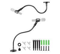 Microphone Arm Stand,19 Inch Flexible Gooseneck Mic Stand with Mounting Base and 5/8 to 3/8 Adapter and Microphone Clip Adapterfor Table Walls Podium Podcasting Streaming Radio Broadcast Studio
