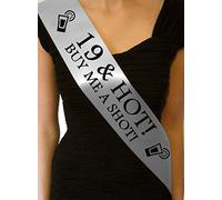 19 & Hot - Buy me a Shot!' Party Sash 19th Birthday Night Going Out Sashes