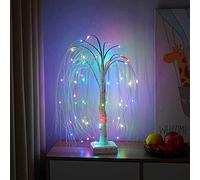 19 in Fibre Optic Christmas Tree, LED Willow Tree Light RGB 16 Color Glowing Branch Table Lamp Night Light, Pre Lit Branches Christmas Tree USB & Battery Operated with Remote Control