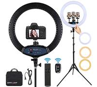 19 inch LED Ring Light with Tripod Stand Ring Light, LCD Display Touch Screen, Dimmable Light for Makeup Studio Portrait Vlog Video Shooting with Remote Controller, CRI>97