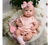 19 Inch Realistic Reborn Baby Doll Girl - 8lb Full Solid Silicone Body, Lifelike Newborn with Big Eyes, Anatomically Correct Toddler Doll Collector Item(Ivory White