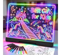 19-Inch Rechargeable LED Drawing Board, 3 4 5 6 7 8 9 10 Year Old Boy Gifts | Doodle Glow Drawing Pad Kids Black, Toys for for 3-12 Year Old Boys, 7 Color Light Effects 3 Modes with 12 Markers Sketchbook