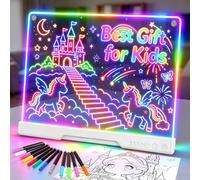 19-Inch Rechargeable LED Drawing Board, 3 4 5 6 7 8 9 Year Old Kids Gifts | Doodle Glow Drawing Pad Kids White, Kids Toys for for 3-12 Year Old, 7 Color Light Effects 3 Modes with 12 Markers Sketchbook