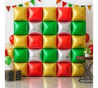19 Inch Red, Silver and Green Foil Balloons, Pack of 25