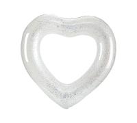 19 Inch Swim Ring with Heart Sequin Inflatable Ball Pool Float, Pet Inflatable Mattress Swim Ring, Children's Swimming for Toddlers, Pool Heart Shaped Balloon Decor (White)