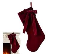 19 Inch Velvet Christmas Stocking With Large Decorative Bow Luxury Velvet Stocking For Fireplace Mantel Chrsitmas Tree Top, Elegant Holiday Decor, Red