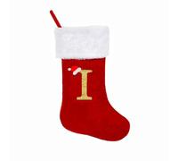 19 Inches Monogram Christmas Stockings with Letters, Large Super Soft Christmas Stockings Red Velvet with White Super Soft Plush Cuff for Christmas Xmas Tree Holiday Fireplace Family Decor Gifts (I)