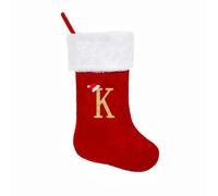 19 Inches Monogram Christmas Stockings with Letters, Large Super Soft Christmas Stockings Red Velvet with White Super Soft Plush Cuff for Christmas Xmas Tree Holiday Fireplace Family Decor Gifts (K)