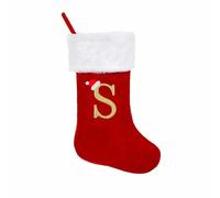 19 Inches Monogram Christmas Stockings with Letters, Large Super Soft Christmas Stockings Red Velvet with White Super Soft Plush Cuff for Christmas Xmas Tree Holiday Fireplace Family Decor Gifts (S)