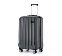 19" K1773-1L - Cabin Size ABS+PC Hard Shell Luggage with Vertical Stripes - Ideal for Carry-On - Grey