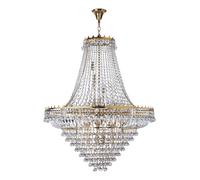 19 Light Clear Crystal Chandelier W/ Gold Frame