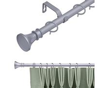 19 mm Extendable Metal Curtain Pole Rods - Satin (Bell Finials, 210-360 cm)