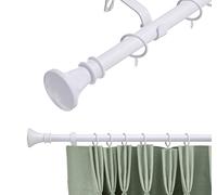 19 mm Extendable Metal Curtain Pole Rods - White (Bell Finials, 120-210 cm)