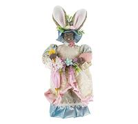 19" Mrs. Pink Parasol Pastel Green, Pink, White Easter Egg Collectible African American Ethnic Spring Home Décor Figurine Decoration 402104