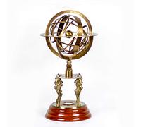 19" Nautical Brass Sphere Engraved Armillary Antique Vintage Globe With Compass