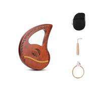 19-Note Mini Lyre Harp - Portable Musical Instrument for Beginners, Includes Storage Bag, Spare Strings, Tuning Wrench, Compact Boxed Lyre for Home & Travel(Brown)