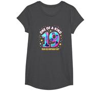 19 & One of a Kind Birthday Gift Celebration T-Shirt, Girls, Dark Heather Grey, Small