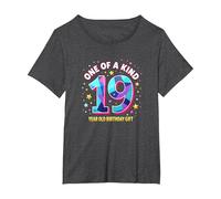 19 & One of a Kind Birthday Gift Celebration T-Shirt, Women's Plus, Dark Heather Grey, 4X