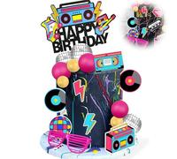 19 PCS 80s 90s Cake Toppers, Disco Cake Decorations, Mirror Ball Decorations, Disco Theme Party Decorations for Born in the 80's 90’s Decade Throwback Party Decorations Supplies (Hip Hop)