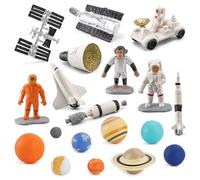 19 Pcs Astronaut Figurines Cake Topper Outer Space Spaceman Figure Statue Tabletop Ornament Miniature Astronaut Figures for Outer Space Birthday Cake Decoration (Style 1)