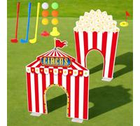 19 PCS Carnival Party Mini Golf Game Set Circus Tent Popcorn Game Set Include Clubs Balls Carnival Themed Obstacles for All Age Groups Circus Birthday Golf Gaming Indoor Family Party Decoration