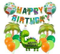 19 Pcs Dinosaur Balloons,Dinosaur Birthday Decorations Balloons Set with Happy Birthday Banner,Dinosaur Foil Balloon Dinosaur Party Decorations for Boys Girls Kids