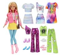 19 Pcs Doll Clothes and Accessories Compatible with Barbie for 11.5 inch Doll，Include 1 Jacket 4 Tops 1 Short Sleeved Top 3 Skirts 1 Dress 2 Trousers 5 Shoes 1 Bag 1 Tights for Girls Gift